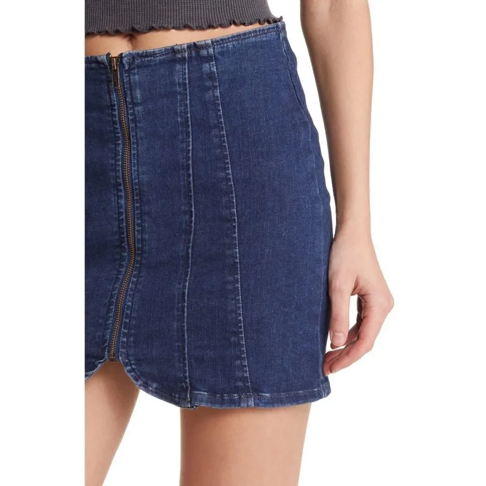 NWT Free People We the Free Layla Denim Mini Skirt in Deep Indigo, Size 10